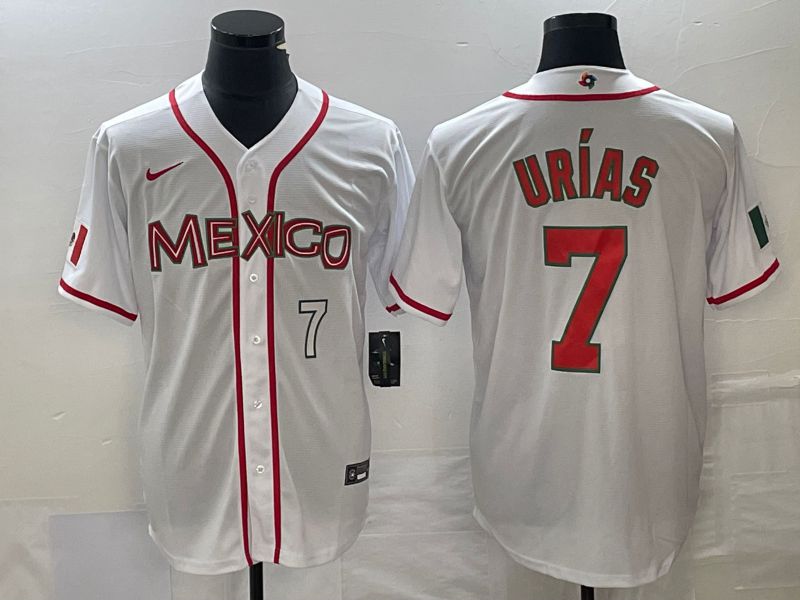 Men 2023 World Cub Mexico #7 Urias White red Nike MLB Jersey4->more jerseys->MLB Jersey